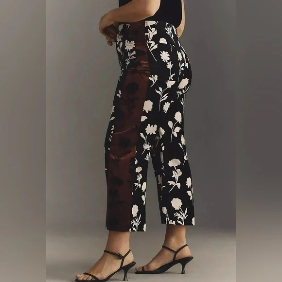 Anthropologie Colette Cropped‎ Velvet Wide Leg Pants Maeve Side Stripe Sz 32 NEW - Picture 2 of 7